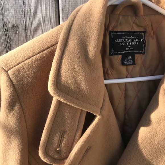 American Eagle Coat Wool Camel Coat Size Large - Picture 2 of 6